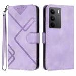 For Realme C75 Global Line Pattern Skin Feel Leather Phone Case(Light Purple)