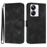 For Realme 10 Pro+ Line Pattern Skin Feel Leather Phone Case(Black)