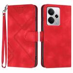 For Realme 14 / P3 5G Global Line Pattern Skin Feel Leather Phone Case(Red)