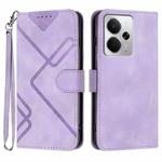 For Realme 14 / P3 5G Global Line Pattern Skin Feel Leather Phone Case(Light Purple)