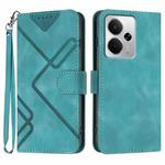For Realme 14 / P3 5G Global Line Pattern Skin Feel Leather Phone Case(Light Blue)