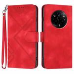 For Realme 14 Pro Line Pattern Skin Feel Leather Phone Case(Red)