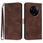 For Realme 14 Pro Line Pattern Skin Feel Leather Phone Case(Coffee)