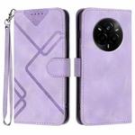 For Realme 14 Pro Line Pattern Skin Feel Leather Phone Case(Light Purple)