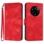For Realme 14 Pro+ Line Pattern Skin Feel Leather Phone Case(Red)