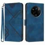 For Realme 14 Pro+ Line Pattern Skin Feel Leather Phone Case(Royal Blue)