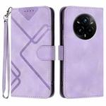 For Realme 14 Pro+ Line Pattern Skin Feel Leather Phone Case(Light Purple)