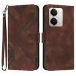 For Realme P3 Ultra 5G Line Pattern Skin Feel Leather Phone Case(Coffee)