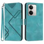 For Realme P3 Ultra 5G Line Pattern Skin Feel Leather Phone Case(Light Blue)