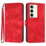 For Realme 14x Global Line Pattern Skin Feel Leather Phone Case(Red)