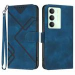 For Realme 14x Global Line Pattern Skin Feel Leather Phone Case(Royal Blue)
