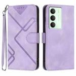 For Realme 14x Global Line Pattern Skin Feel Leather Phone Case(Light Purple)