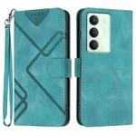 For Realme 14x Global Line Pattern Skin Feel Leather Phone Case(Light Blue)