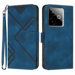 For Realme GT 7 India Line Pattern Skin Feel Leather Phone Case(Royal Blue)