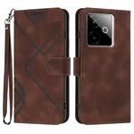 For Realme GT 7 India Line Pattern Skin Feel Leather Phone Case(Coffee)