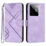 For Realme GT 7 India Line Pattern Skin Feel Leather Phone Case(Light Purple)