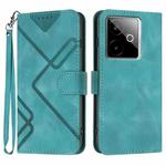 For Realme GT 7 India Line Pattern Skin Feel Leather Phone Case(Light Blue)