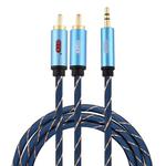 EMK 3.5mm Jack Male to 2 x RCA Male Gold Plated Connector Speaker Audio Cable, Cable Length:1.5m(Dark Blue)