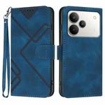 For Realme P4 5G Line Pattern Skin Feel Leather Phone Case(Royal Blue)