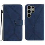 For Samsung Galaxy S23 Ultra 5G Stitching Embossed Leather Phone Case(Blue)