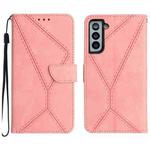 For Samsung Galaxy S22 5G Stitching Embossed Leather Phone Case(Pink)