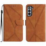 For Samsung Galaxy S22 5G Stitching Embossed Leather Phone Case(Brown)