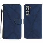 For Samsung Galaxy S22 5G Stitching Embossed Leather Phone Case(Blue)