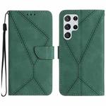 For Samsung Galaxy S22 Ultra 5G Stitching Embossed Leather Phone Case(Green)
