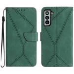 For Samsung Galaxy S21 5G Stitching Embossed Leather Phone Case(Green)