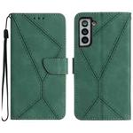 For Samsung Galaxy S21+ 5G Stitching Embossed Leather Phone Case(Green)