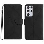For Samsung Galaxy S21 Ultra 5G Stitching Embossed Leather Phone Case(Black)
