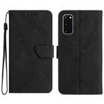 For Samsung Galaxy S20 Stitching Embossed Leather Phone Case(Black)