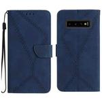 For Samsung Galaxy S10 Stitching Embossed Leather Phone Case(Blue)