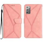For Samsung Galaxy Note20 Stitching Embossed Leather Phone Case(Pink)