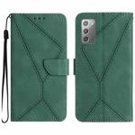 For Samsung Galaxy Note20 Stitching Embossed Leather Phone Case(Green)