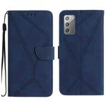 For Samsung Galaxy Note20 Stitching Embossed Leather Phone Case(Blue)
