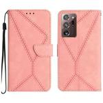 For Samsung Galaxy Note20 Ultra Stitching Embossed Leather Phone Case(Pink)