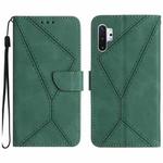 For Samsung Galaxy Note10+ Stitching Embossed Leather Phone Case(Green)
