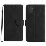 For Samsung Galaxy A03 164mm Stitching Embossed Leather Phone Case(Black)