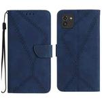 For Samsung Galaxy A03 164mm Stitching Embossed Leather Phone Case(Blue)