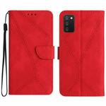 For Samsung Galaxy A03s 166mm Stitching Embossed Leather Phone Case(Red)