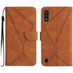 For Samsung Galaxy A10 / M10 Stitching Embossed Leather Phone Case(Brown)