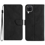 For Samsung Galaxy A12 / M12 Stitching Embossed Leather Phone Case(Black)