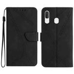 For Samsung Galaxy A20 / A30 Stitching Embossed Leather Phone Case(Black)