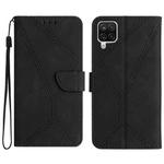 For Samsung Galaxy A22 4G Stitching Embossed Leather Phone Case(Black)