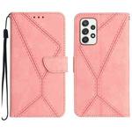 For Samsung Galaxy A33 5G Stitching Embossed Leather Phone Case(Pink)