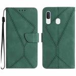 For Samsung Galaxy A40 Stitching Embossed Leather Phone Case(Green)