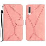 For Samsung Galaxy A70 / A70s Stitching Embossed Leather Phone Case(Pink)