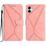 For Samsung Galaxy F14 5G Stitching Embossed Leather Phone Case(Pink)