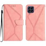 For Samsung Galaxy M33 5G Stitching Embossed Leather Phone Case(Pink)